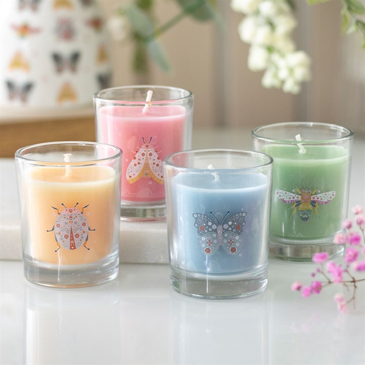 Eleanoras Set of 4 Floral Bug Mandarin & Bergamot Candles Candles