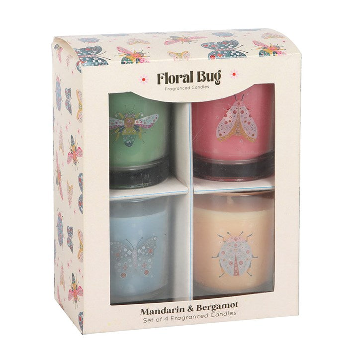 Eleanoras Set of 4 Floral Bug Mandarin & Bergamot Candles Candles