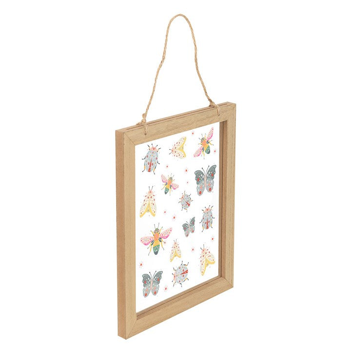 Eleanoras Floral Bug Print Glass Wall Hanging 