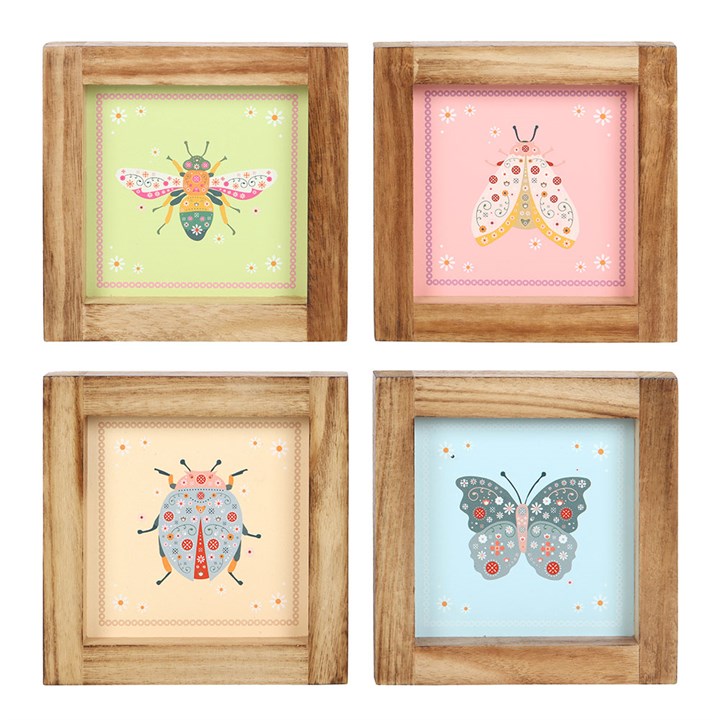 Eleanoras Set of 4 Floral Bug Framed Wall Art Prints 