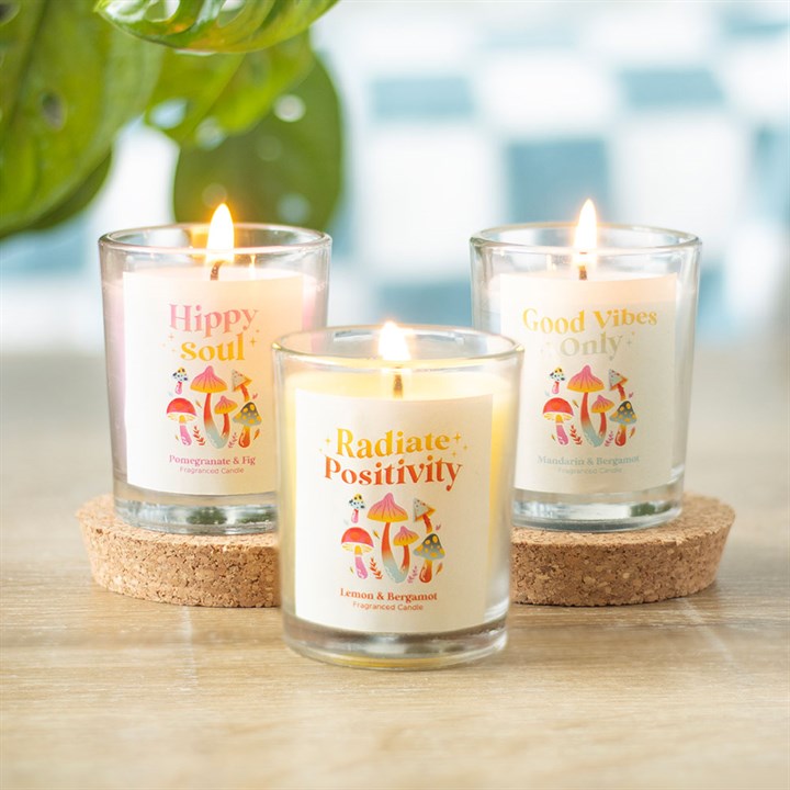 Eleanoras Set of 3 Funky Fungi Mushroom Votive Candles Candles