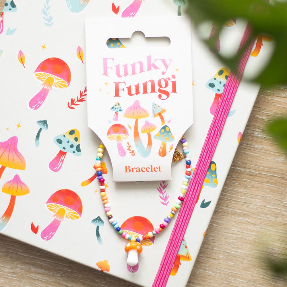 Eleanoras Orange Mushroom Beaded Charm Bracelet Jewellery