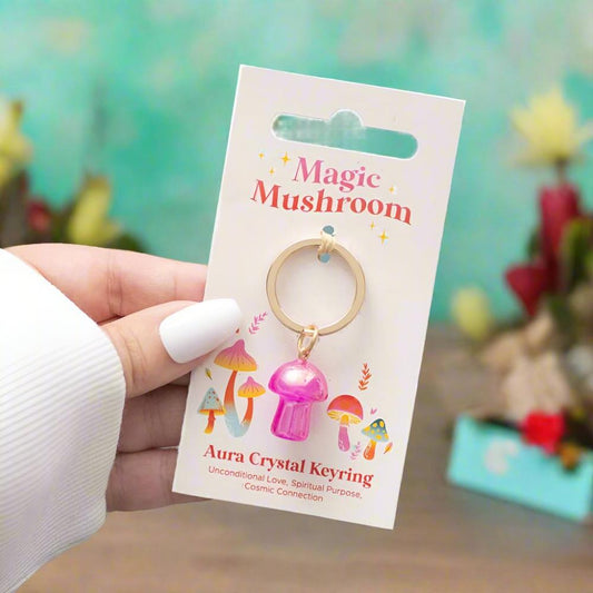 Eleanoras PINK AURA CRYSTAL MUSHROOM KEYRING Keyrings