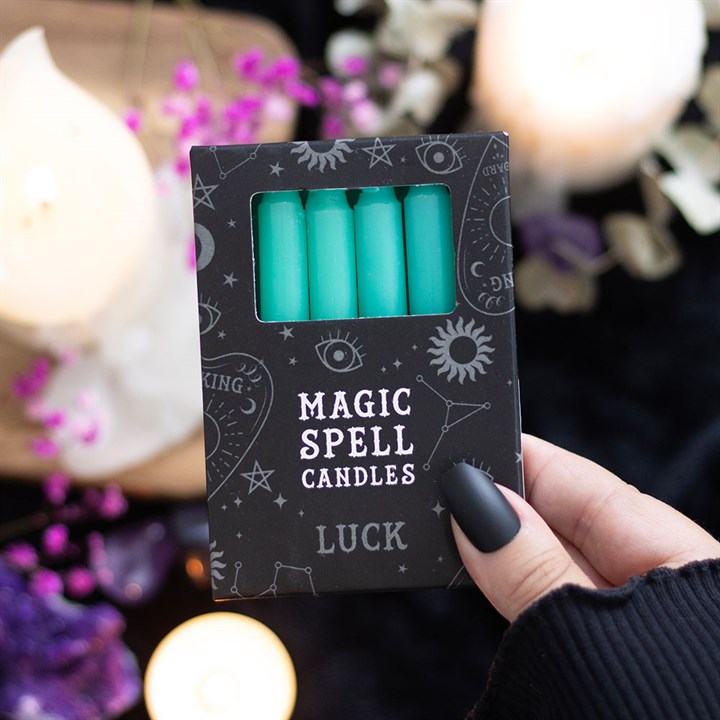 Pack Of 12 Green Luck Spell Candles