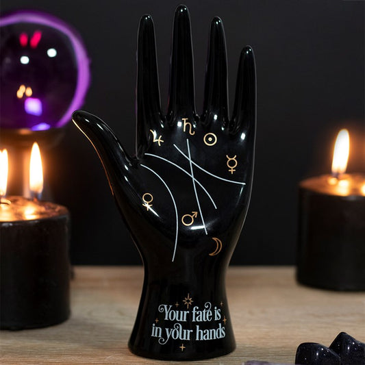 Eleanoras BLACK PALMISTRY HAND ORNAMENT Jewellery Storage