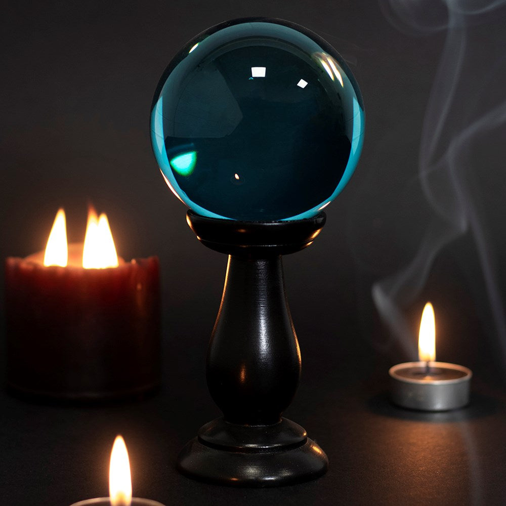 Eleanoras Small Teal Crystal Ball On Stand Crystal Balls