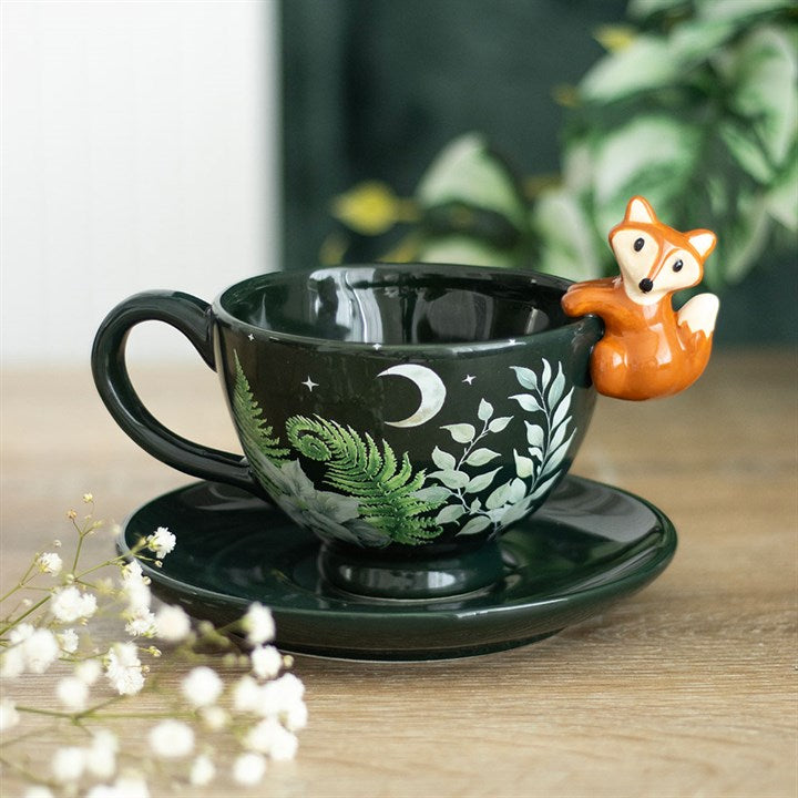 Eleanoras Green Forest Teacup with Fox 