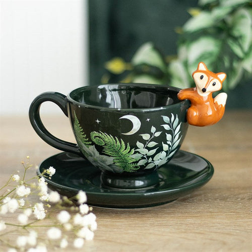 Eleanoras Green Forest Teacup with Fox 
