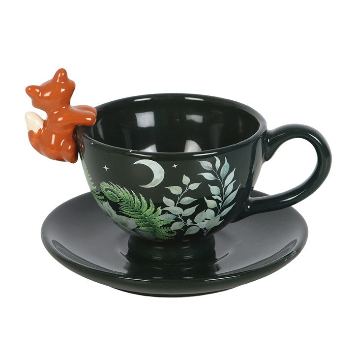 Eleanoras Green Forest Teacup with Fox 