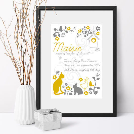 Eleanoras FOLK STYLE NAME MEANING PERSONALISED NURSERY PRINT Kids Wall Art & Prints