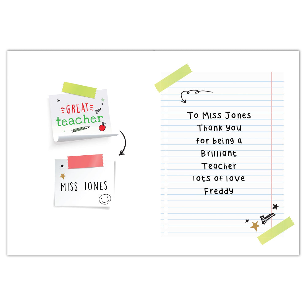 Eleanoras Personalised Thank You Teacher Card Greetings Cards