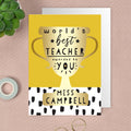 Eleanoras Personalised World's Best Teacher Trophy Greeting Card Greetings Cards