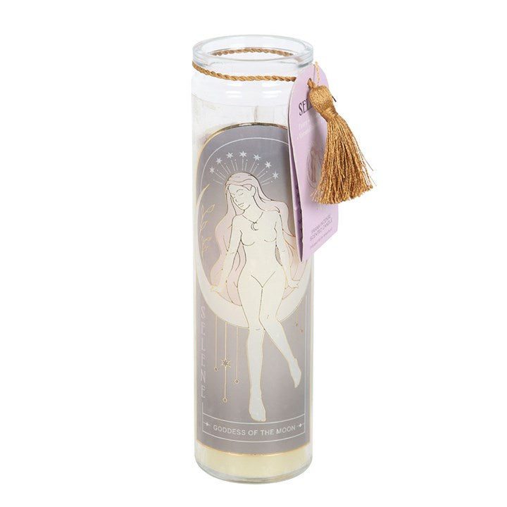 Eleanoras Selene Goddess Tube Candle with Amethyst Crystals 