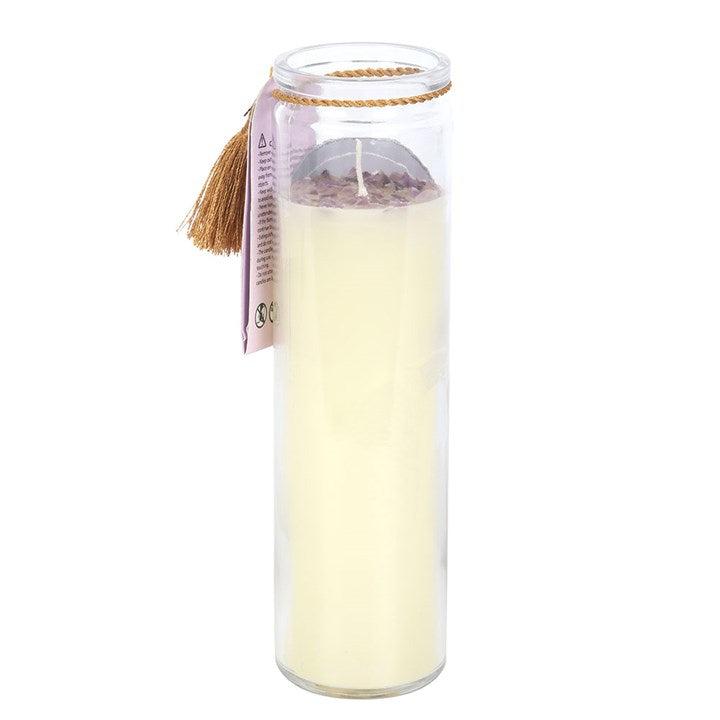 Eleanoras Selene Goddess Tube Candle with Amethyst Crystals 