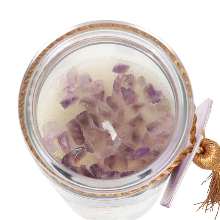 Eleanoras Selene Goddess Tube Candle with Amethyst Crystals 