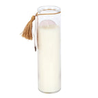 Eleanoras Athena Goddess Tube Candle with Clear Quartz Crystals 