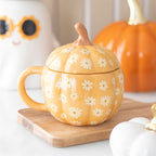 Eleanoras Groovy Floral Pumpkin Lidded Mug Mugs
