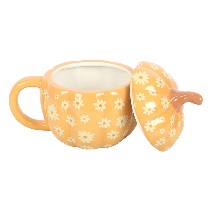 Eleanoras Groovy Floral Pumpkin Lidded Mug Mugs