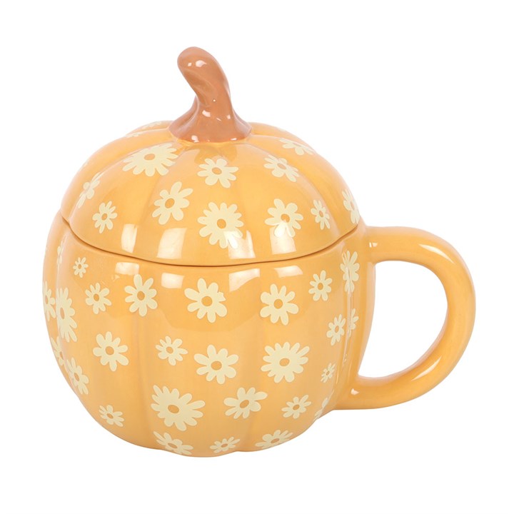 Eleanoras Groovy Floral Pumpkin Lidded Mug Mugs