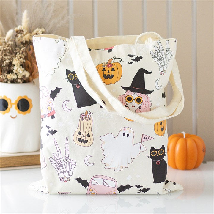 Eleanoras Groovy Ghost Print Polycotton Tote Bag Totes & Shopping Bags