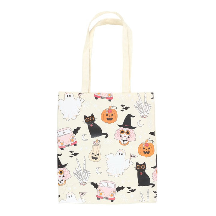 Eleanoras Groovy Ghost Print Polycotton Tote Bag Totes & Shopping Bags