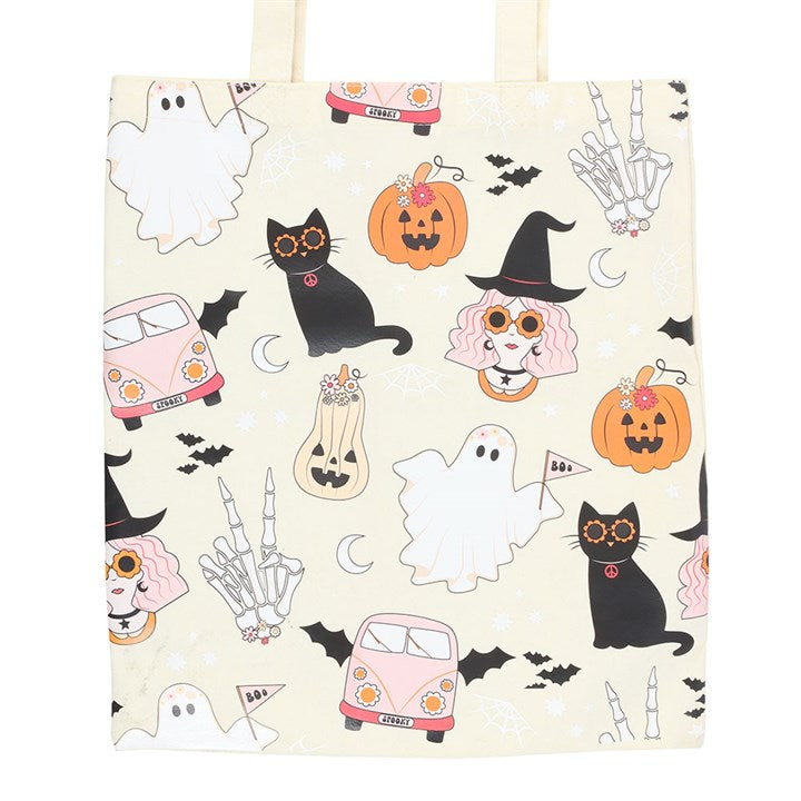 Eleanoras Groovy Ghost Print Polycotton Tote Bag Totes & Shopping Bags