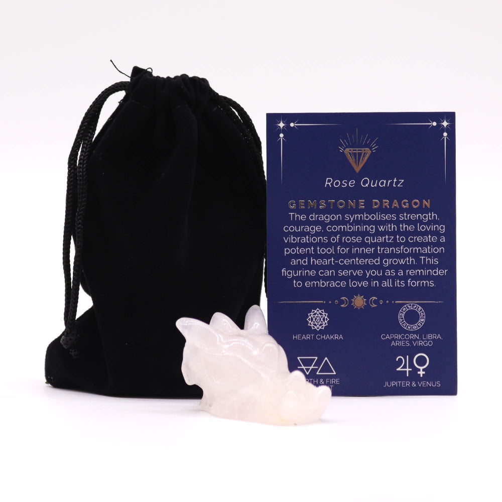 Rose Quartz Gemstone Small Dragon Head