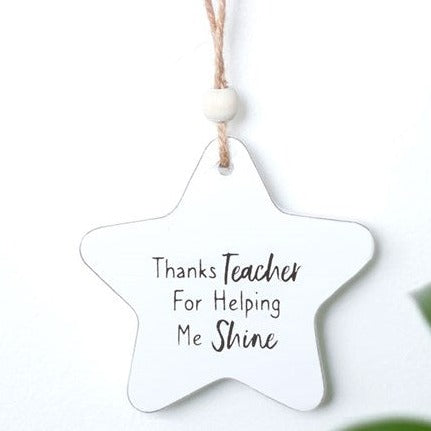 Eleanoras THANKS TEACHER HANGING STAR SETIMENT SIGN SIGNS & PLAQUES