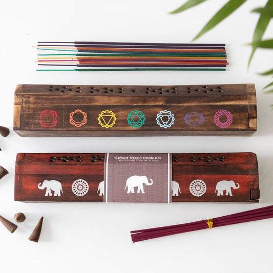 CHAKRA WOODEN MIXED INCENSE BOX SET Incense Sticks from Eleanoras