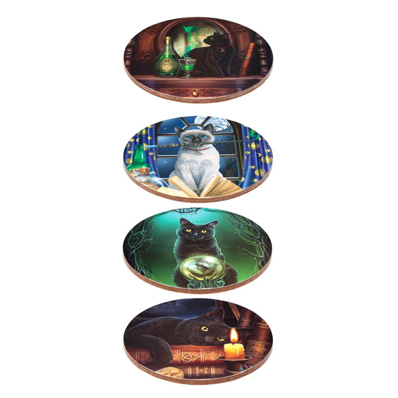 Eleanoras Lisa Parker Magic Cats Set of 4 Cork Coasters Placemats & Coasters