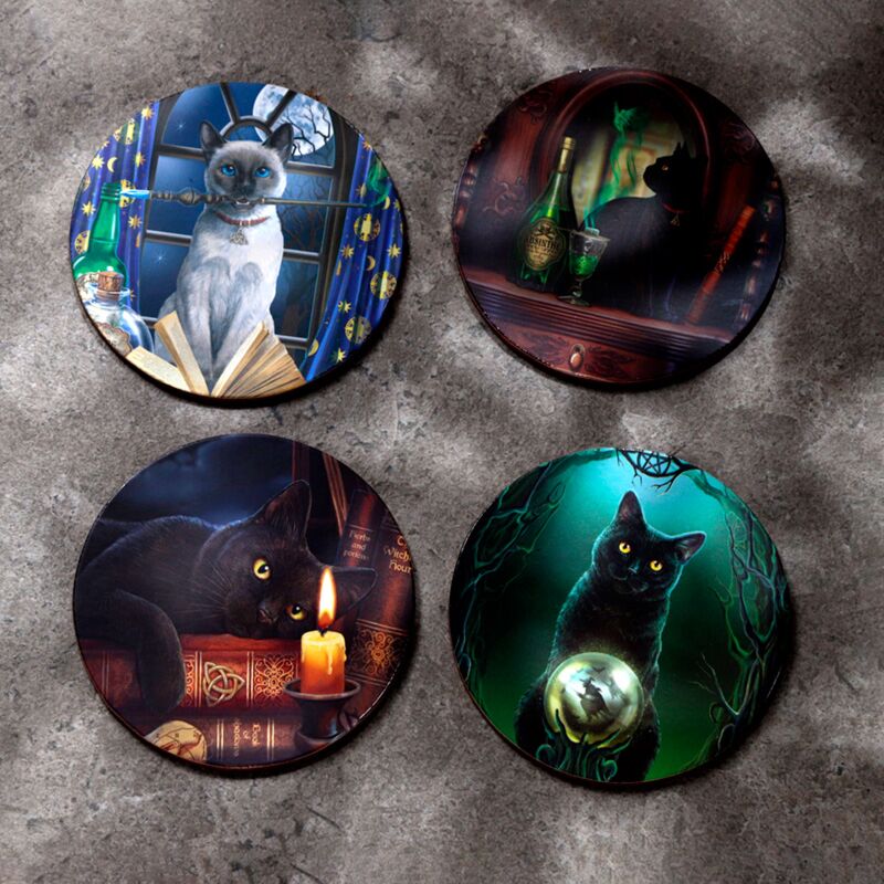 Eleanoras Lisa Parker Magic Cats Set of 4 Cork Coasters Placemats & Coasters