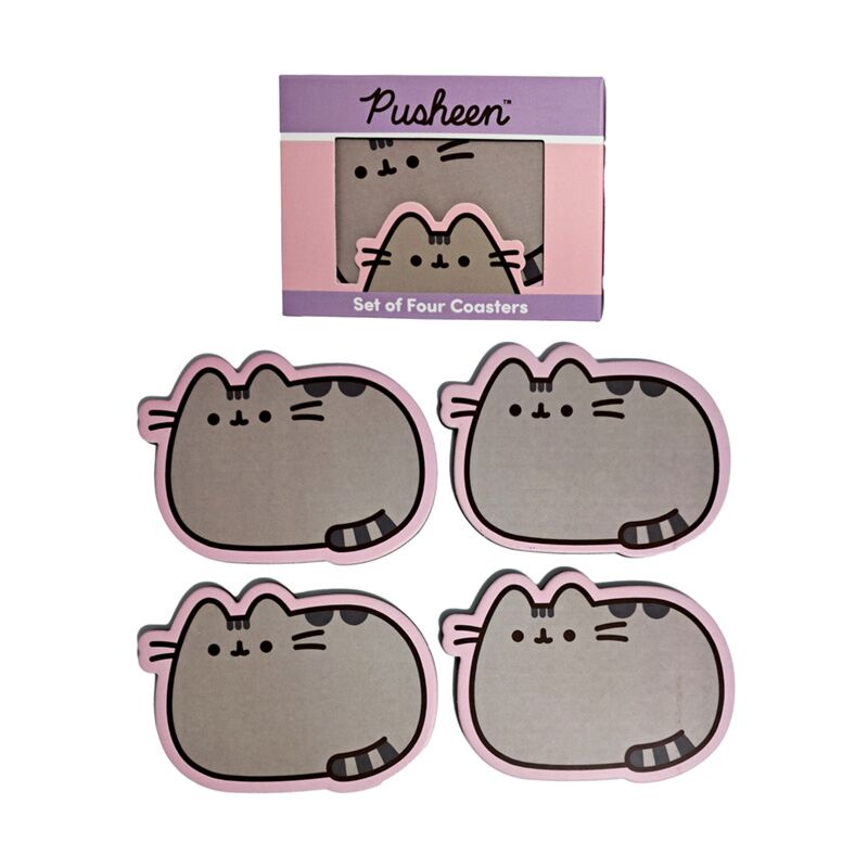 Eleanoras Pusheen the Cat Set of 4 Shaped Cork Coasters Placemats & Coasters