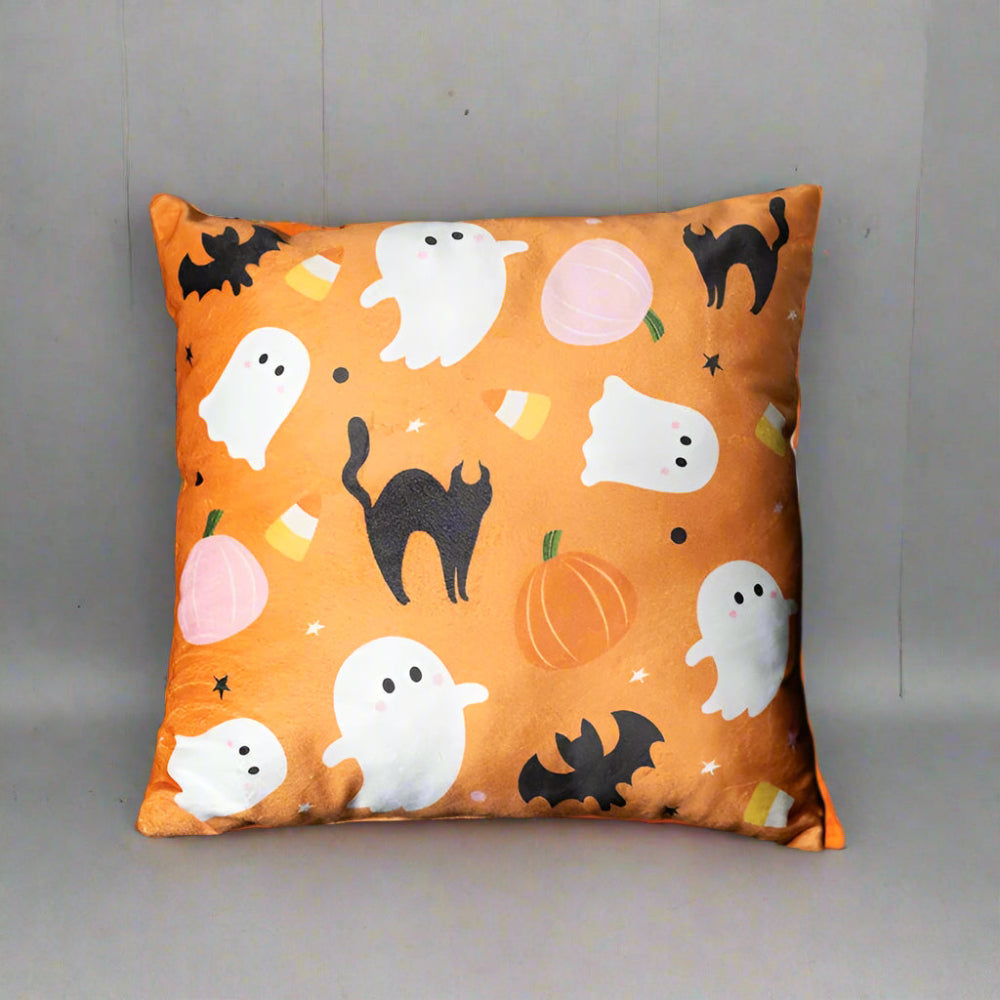 Eleanoras Sweet and Spooky Ghost Print Square Cushion 