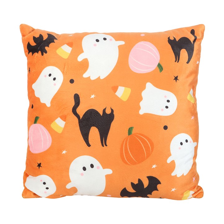 Eleanoras Sweet and Spooky Ghost Print Square Cushion 