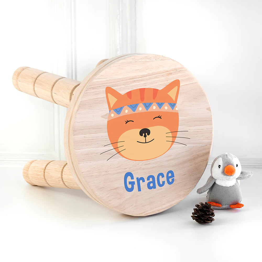 Stool with a cute cat and name on