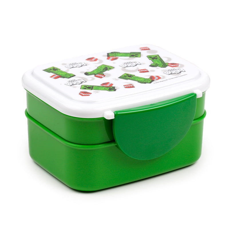 Eleanoras Minecraft Creeper & TNT Clip Lock Stacked Bento Lunch Box with Cutlery Lunch Boxes