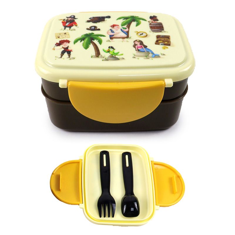 Eleanoras Jolly Rogers Pirates Clip Lock Stacked Bento Lunch Box with Cutlery Lunch Boxes