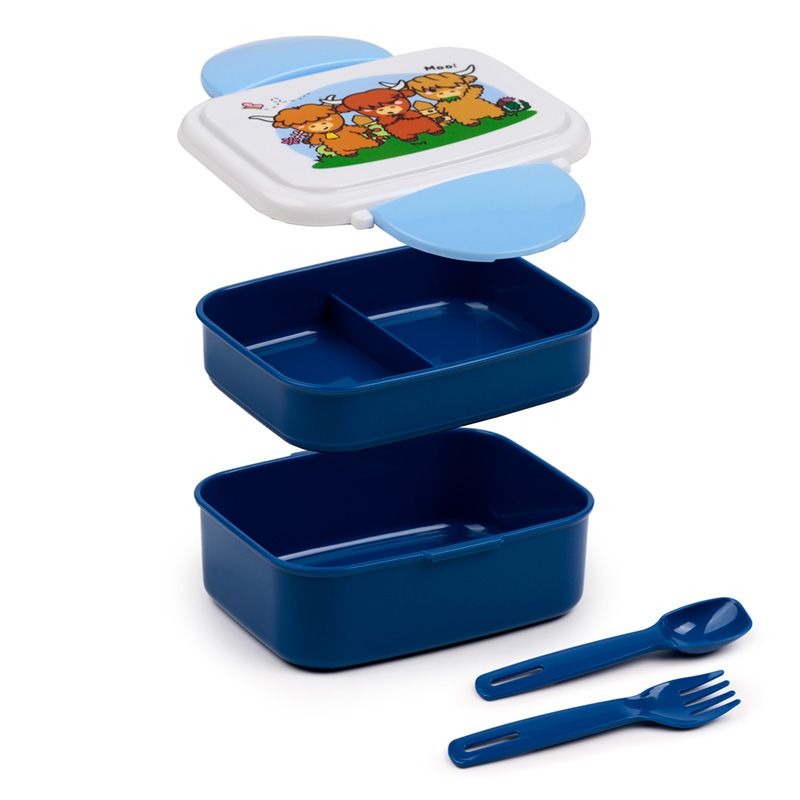 Eleanoras Adoramals Highland Coo Clip Lock Stacked Bento Lunch Box Lunch Boxes