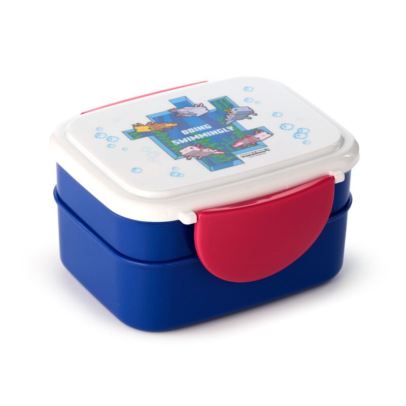 Eleanoras Minecraft Axolotl Clip Lock Stacked Bento Lunch Box with Cutlery Lunch Boxes
