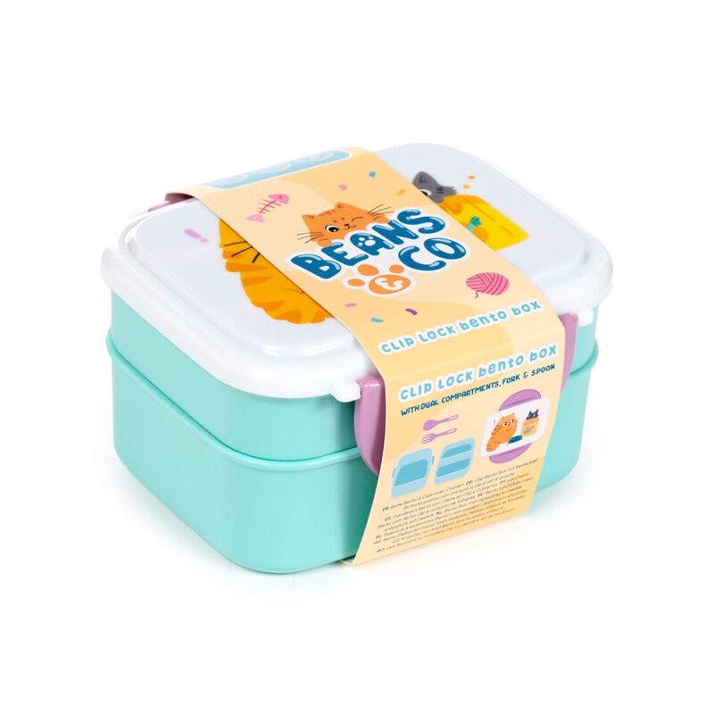 Eleanoras Beans & Co Cats Bento Lunch Box with Cutlery Lunch Boxes