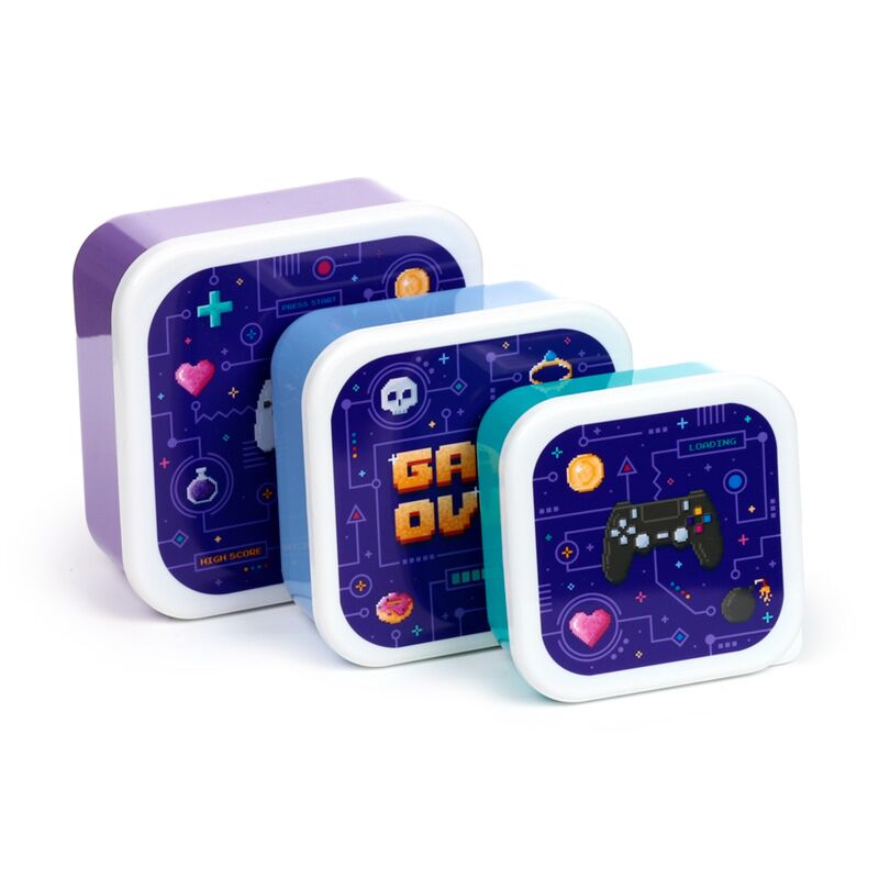 Eleanoras Game Over Set of 3 Lunch Boxes Lunch Bags & Boxes