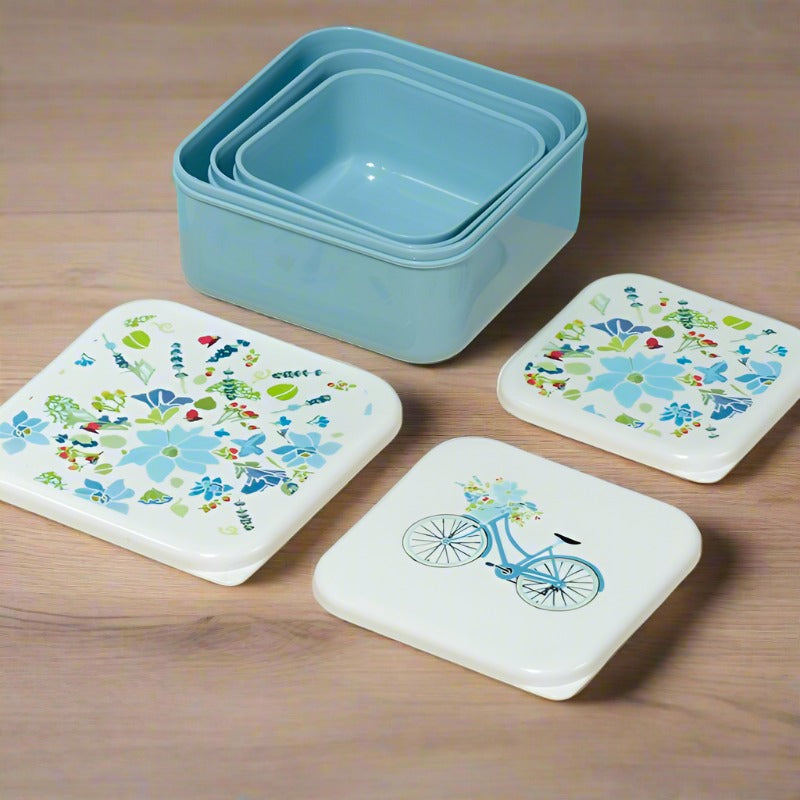 Eleanoras BLUE LAVENDER SET OF 3 LUNCH BOXES Snack Pots & Boxes