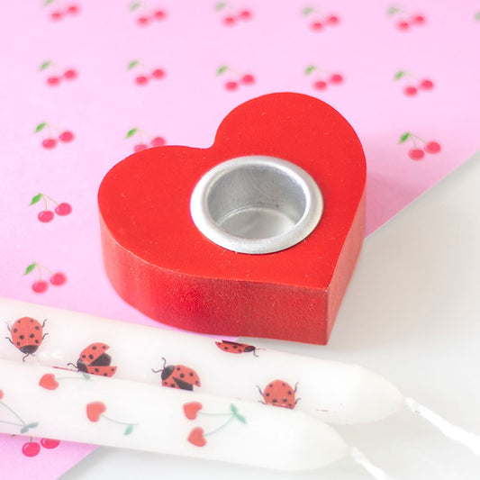 Eleanoras RED HEART TAPER CANDLE HOLDER 