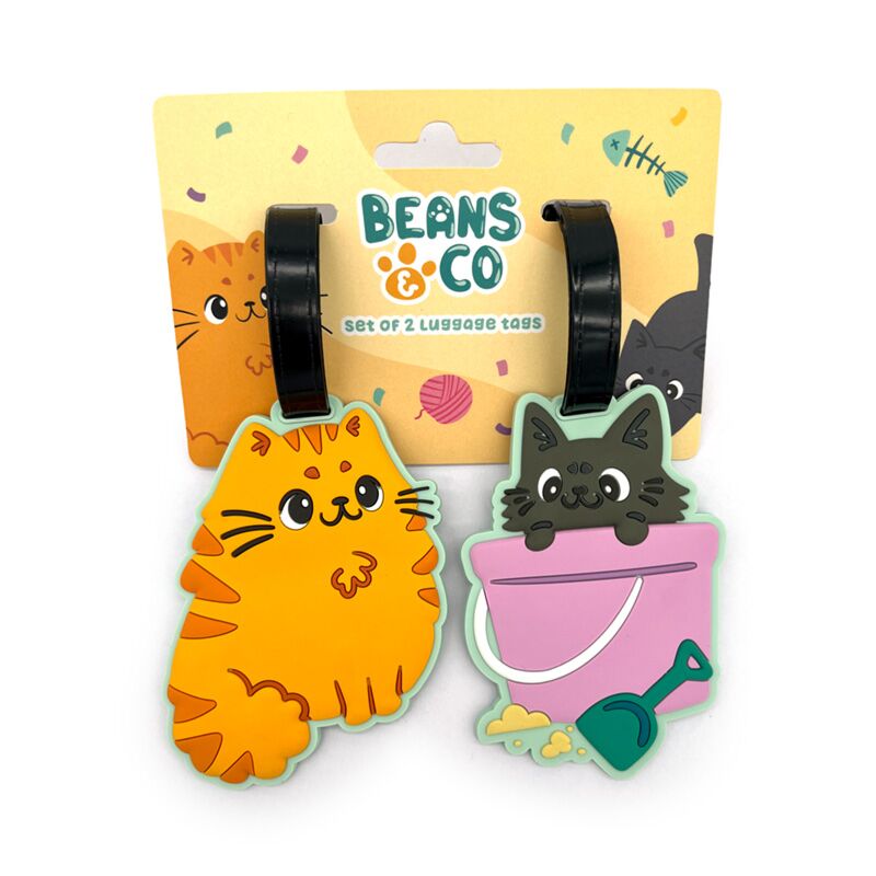 Eleanoras Beans & Co Cats PVC Luggage Tag Set of 2 Travel Accessories