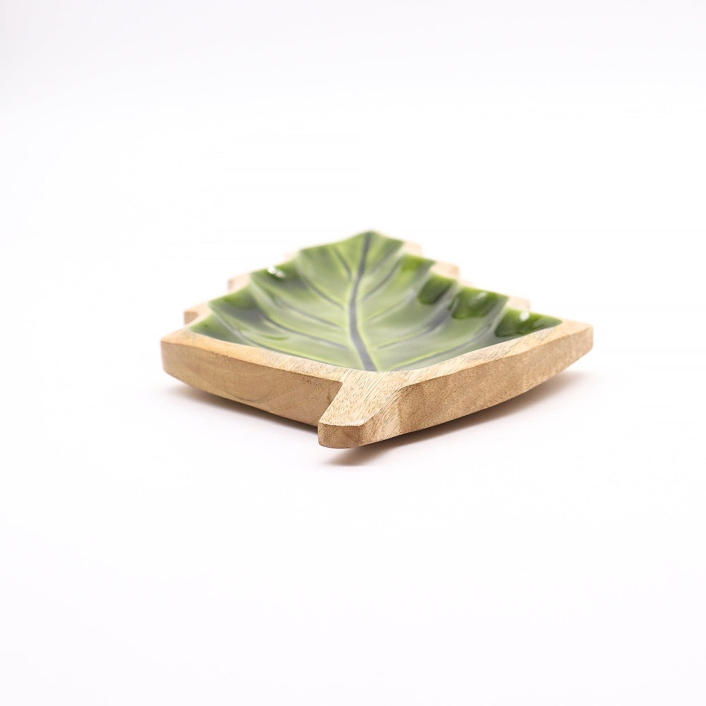 Lost in the Forest Enamel Leaf Wooden Bowl