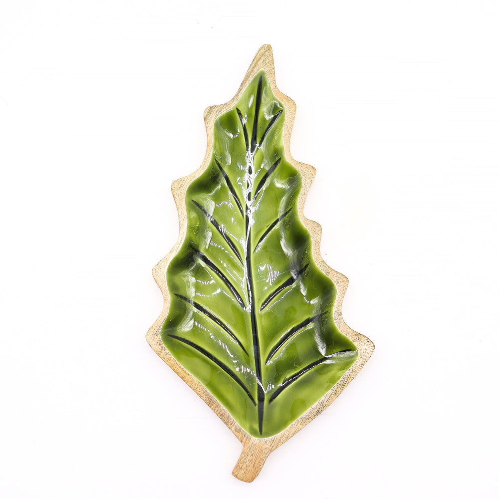 Lost in the Forest Enamel Leaf Wooden Bowl