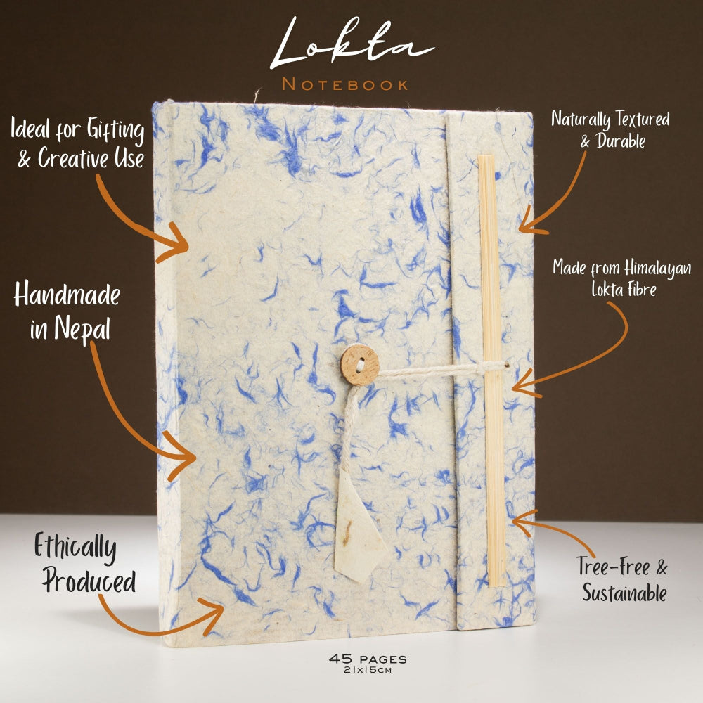 Lokta Mixed Blue Cotton Notebook Large