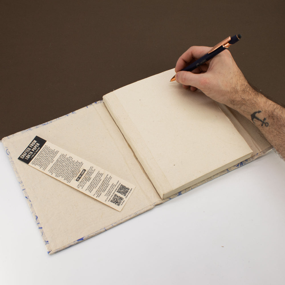 Lokta Mixed Blue Cotton Notebook Large