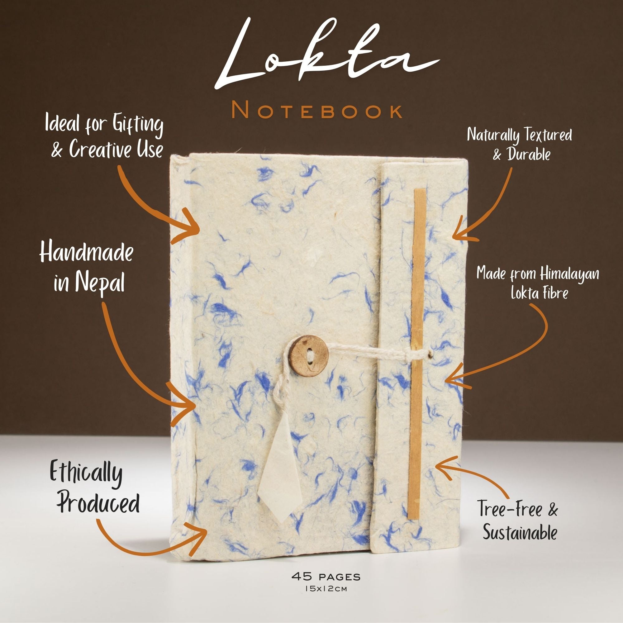 Lokta Mixed Blue Cotton Notebook Medium