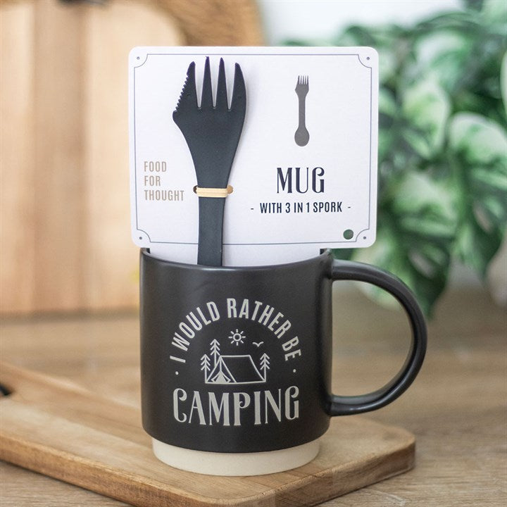 Eleanoras I Would Rather Be Camping Mug 3-in-1 Spork Mugs